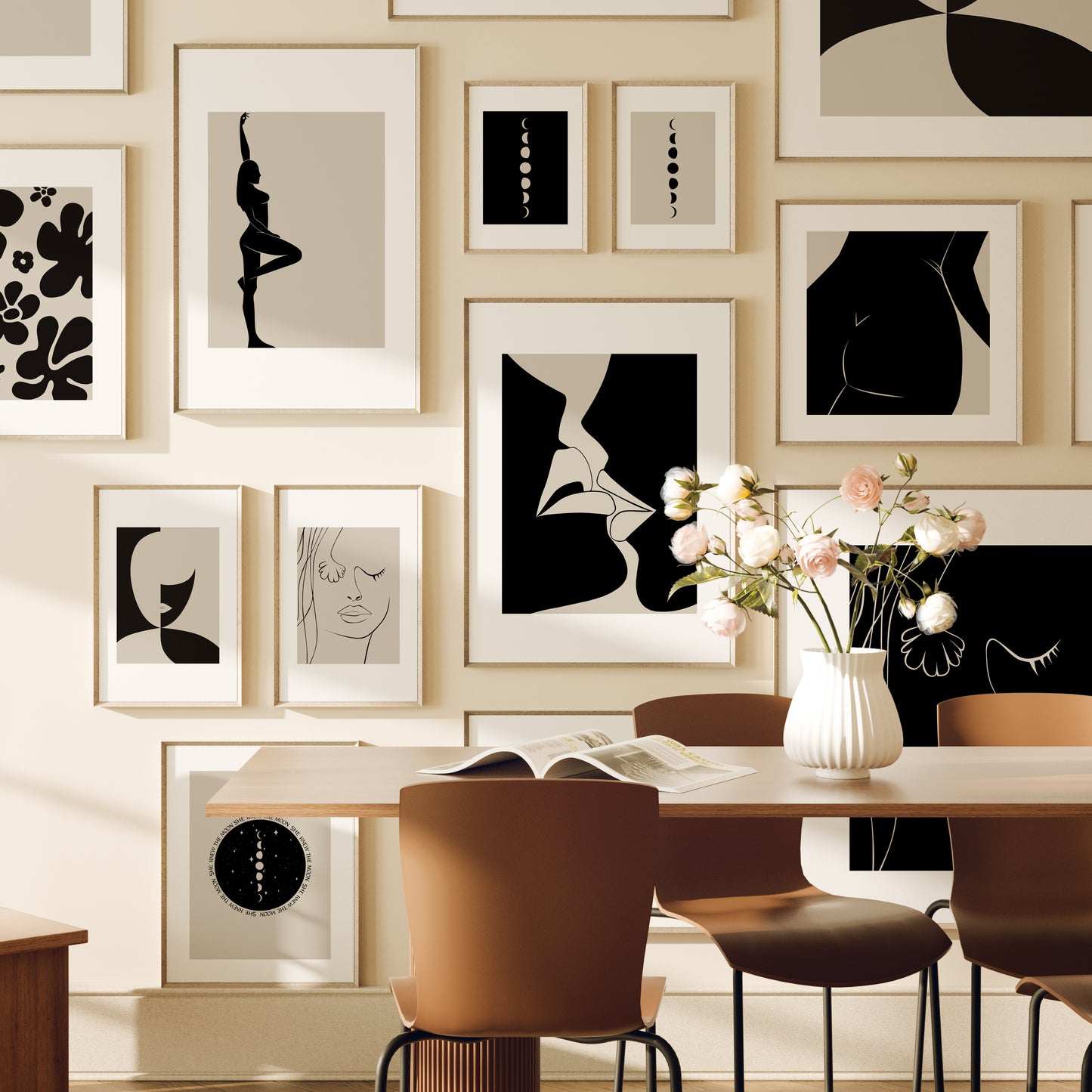 Abstract Figure Print 2 | Beige Prints | Neutral Wall Art | Matisse Print | Picasso Poster | William Morris Wall Art | Living Room Art