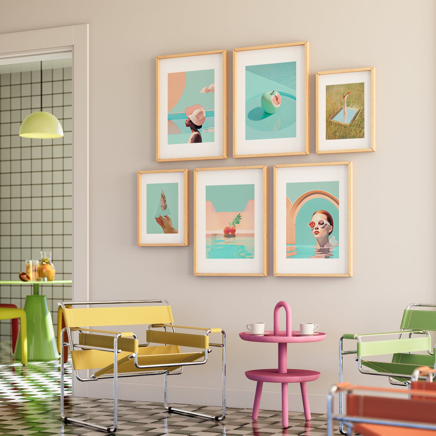 Floating Fantasy II Print | Retro Surreal Art | Vintage Wall Print | Trippy Wall Art | Retro | Surrealism | Bar Cart Print | Maximalist Poster