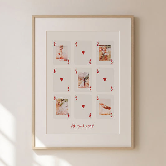 Custom Photo Playing Card Collage Wall Art Print | Birthday Gift | Custom Gift | Couples Gift | Wedding Gift | Custom Valentine's Day Gift | Unique Gift