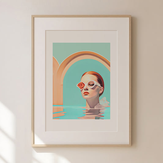 Floating Fantasy I Print | Retro Surreal Art | Vintage Wall Print | Trippy Wall Art | Retro | Surrealism | Bar Cart Print | Maximalist Poster