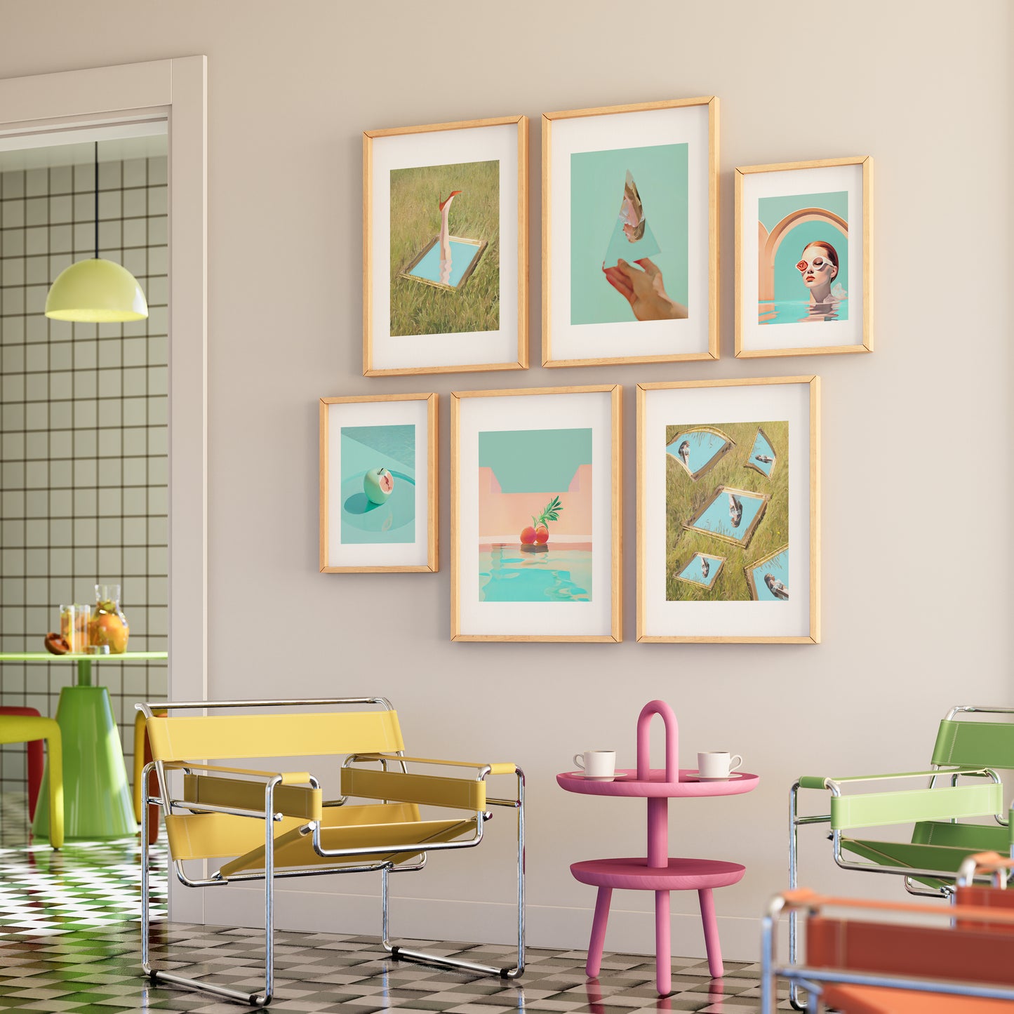 Tainted Reflections Print | Retro Surreal Art | Vintage Wall Print | Trippy Wall Art | Retro | Surrealism | Bar Cart Print | Maximalist Poster