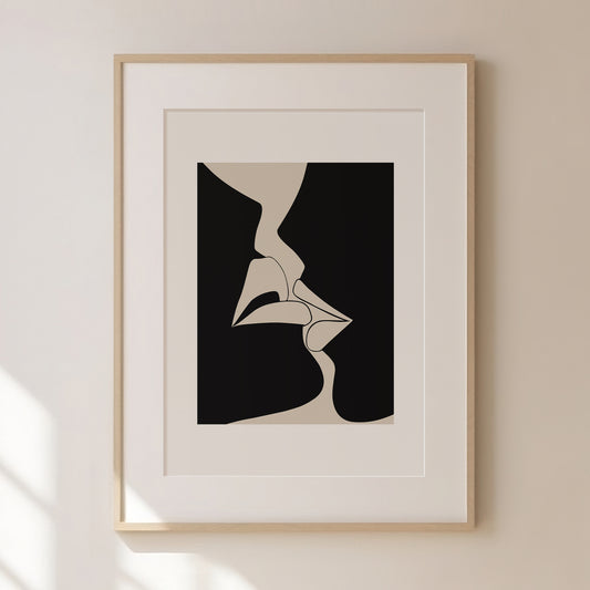 Abstract Kiss Print 1 | Beige Prints | Neutral Wall Art | Matisse Print | Picasso Poster | William Morris Wall Art | Living Room Art