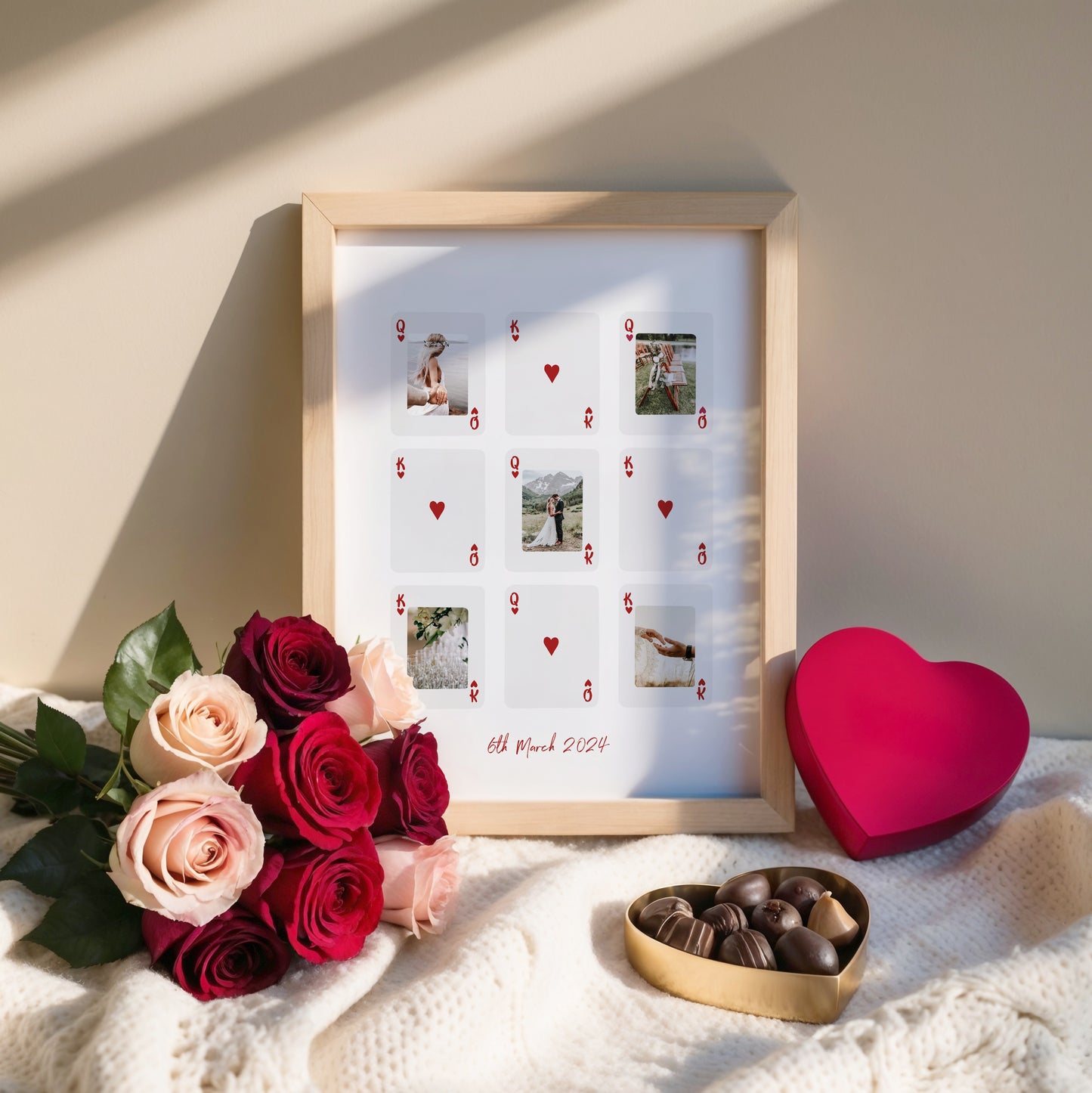 Custom Photo Playing Card Collage Wall Art Print | Birthday Gift | Custom Gift | Couples Gift | Wedding Gift | Custom Valentine's Day Gift | Unique Gift