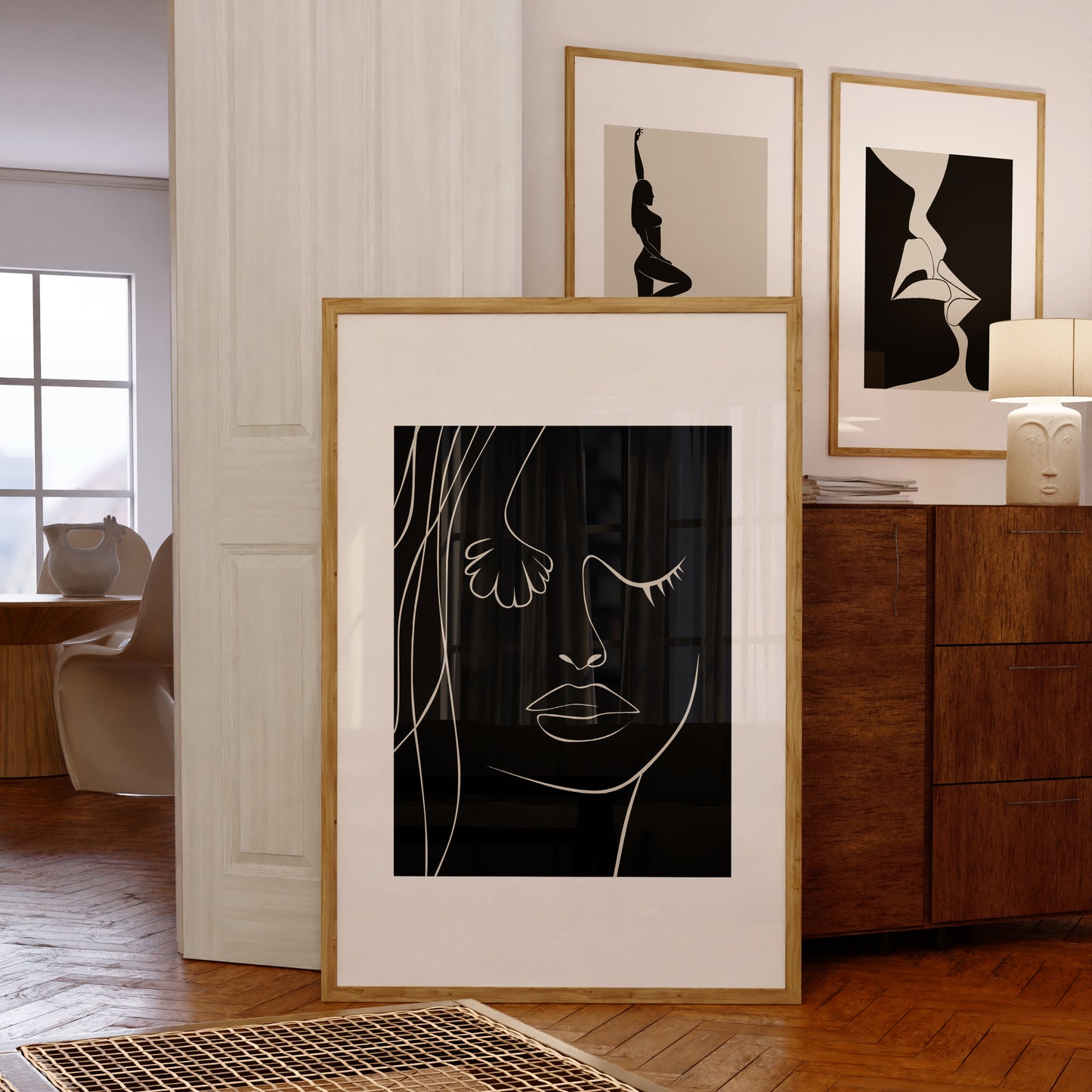 Abstract Face Print 1 | Beige Prints | Neutral Wall Art | Matisse Print | Picasso Poster | William Morris Wall Art | Living Room Art