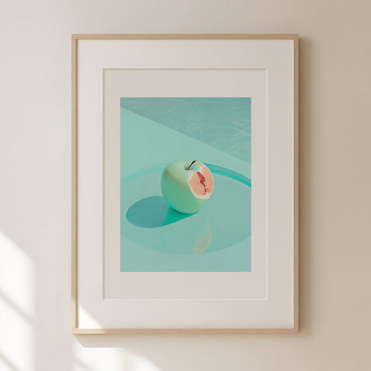 Wandering Apple Print | Retro Surreal Art | Vintage Wall Print | Trippy Wall Art | Retro | Surrealism | Bar Cart Print | Maximalist Poster