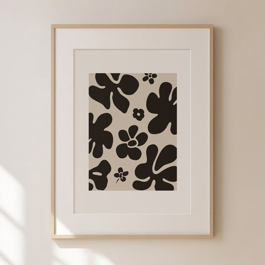Abstract Flower Print 1 | Beige Prints | Neutral Wall Art | Matisse Print | Picasso Poster | William Morris Wall Art | Living Room Art