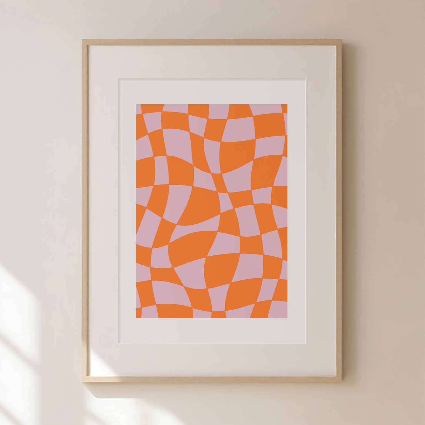 Check Print | Pink and Orange Abstract Print | Trendy Checkered Print | 70s Retro Printable Art | Maximalist Print | Dopamine Decor