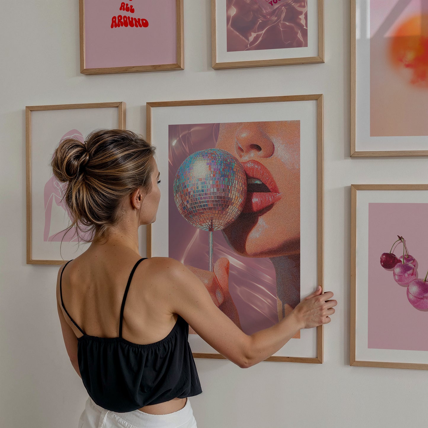 Disco Lollipop Print | Disco Ball Maximalist Print | Bright Pastel Pink Girly Poster | Dopamine Decor