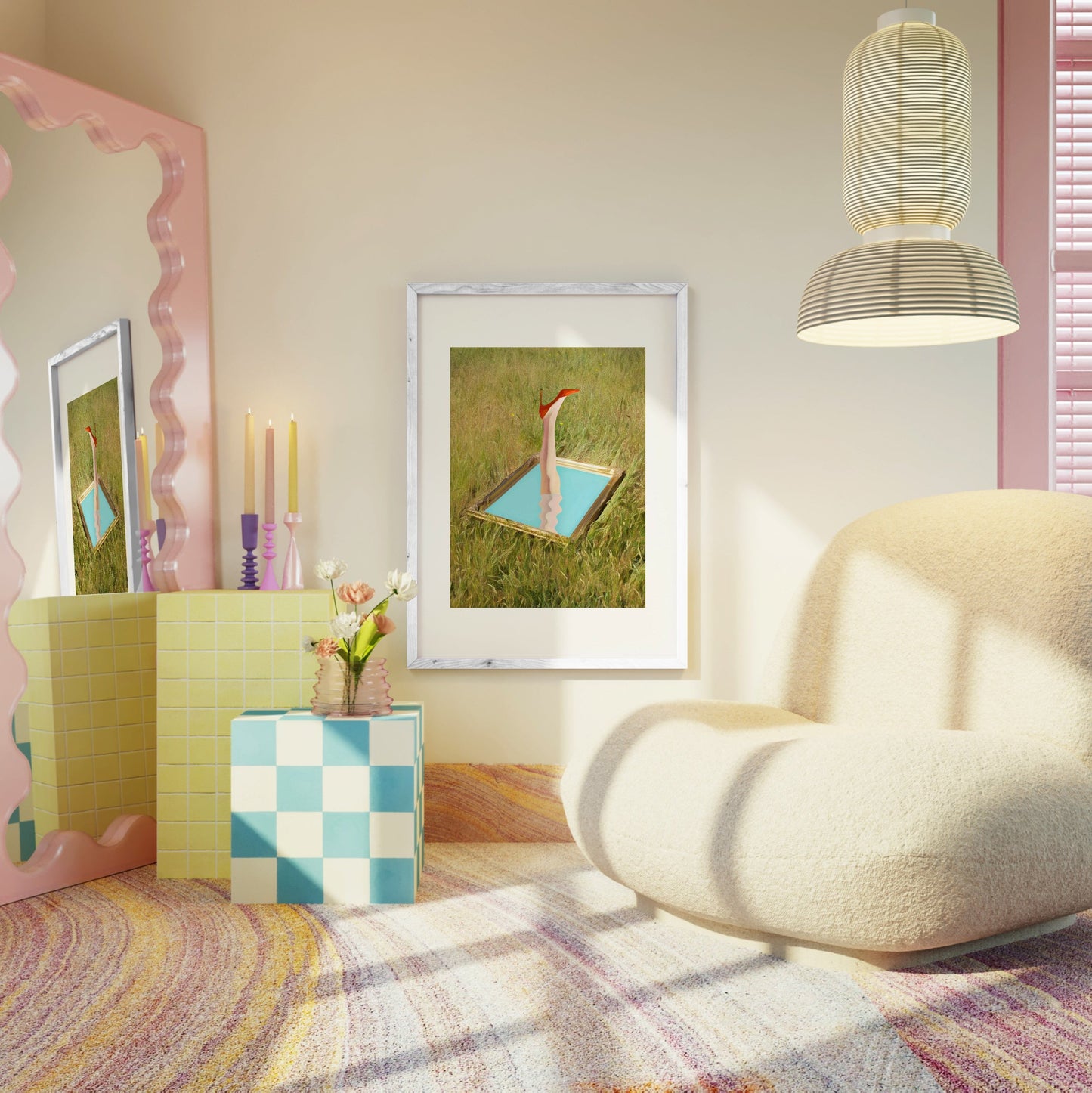 Escaping Materialism Print | Retro Surreal Art | Vintage Wall Print | Trippy Wall Art | Retro | Surrealism | Bar Cart Print | Maximalist Poster