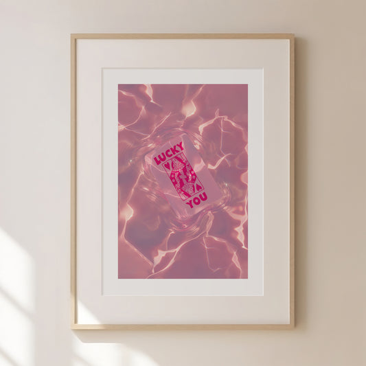 Lucky You Print | Playing Card Poster |  Trendy Retro Art | Bar Decor | Maximalist Print | Dopamine Decor | Modern Home Gallery Wall