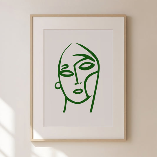 Abstract Green Face Print 1 | Green Prints | Green Wall Art | Matisse Print | Picasso Poster |  William Morris Wall Art | Living Room Art