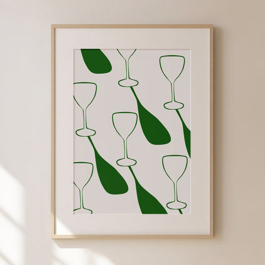 Liquid Therapy Green Print | Green Prints | Green Wall Art | Matisse Print | Girl Dinner Print | Trendy Wall Art | Green Retro Cocktail Print