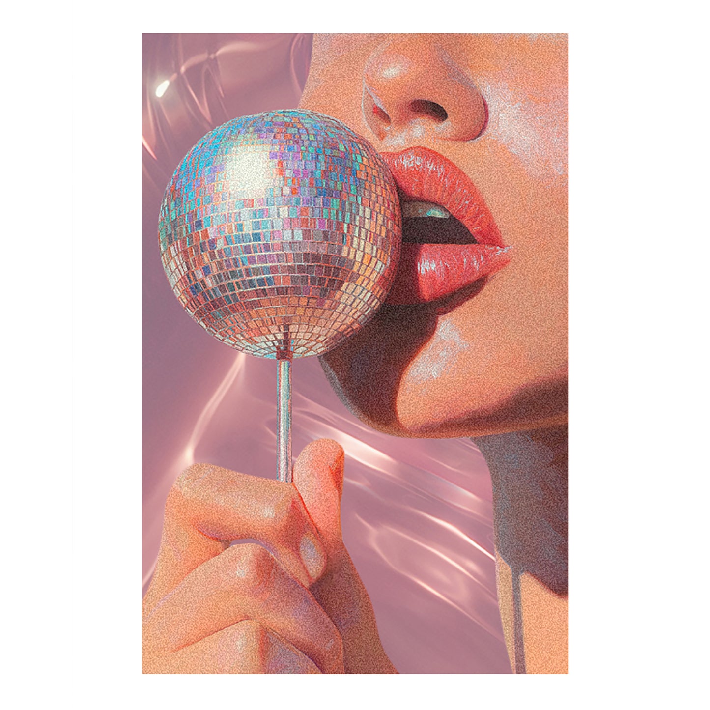 Disco Lollipop Print, Disco Ball Maximalist Print, Bright Pastel Pink Girly Poster, Dopamine Decor