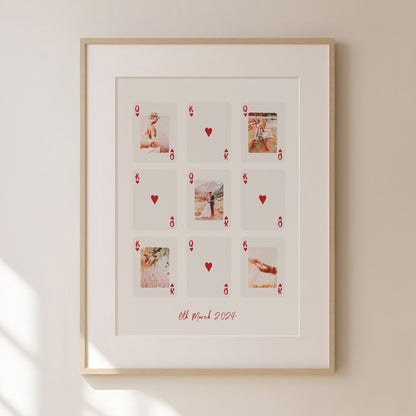 Custom Photo Playing Card Collage Wall Art Print | Birthday Gift | Custom Gift | Couples Gift | Wedding Gift | Custom Valentine's Day Gift | Unique Gift