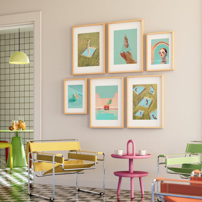 Escaping Materialism Print | Retro Surreal Art | Vintage Wall Print | Trippy Wall Art | Retro | Surrealism | Bar Cart Print | Maximalist Poster