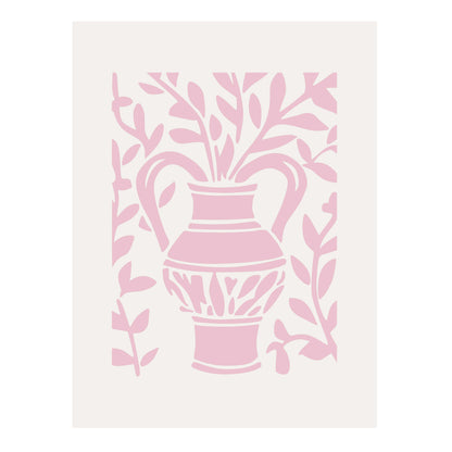 Abstract Pink Flower Print, Pink Prints, Pink Wall Art, Matisse Print, Girl Dinner Print Trendy Wall Art, Pink Retro Cocktail Print