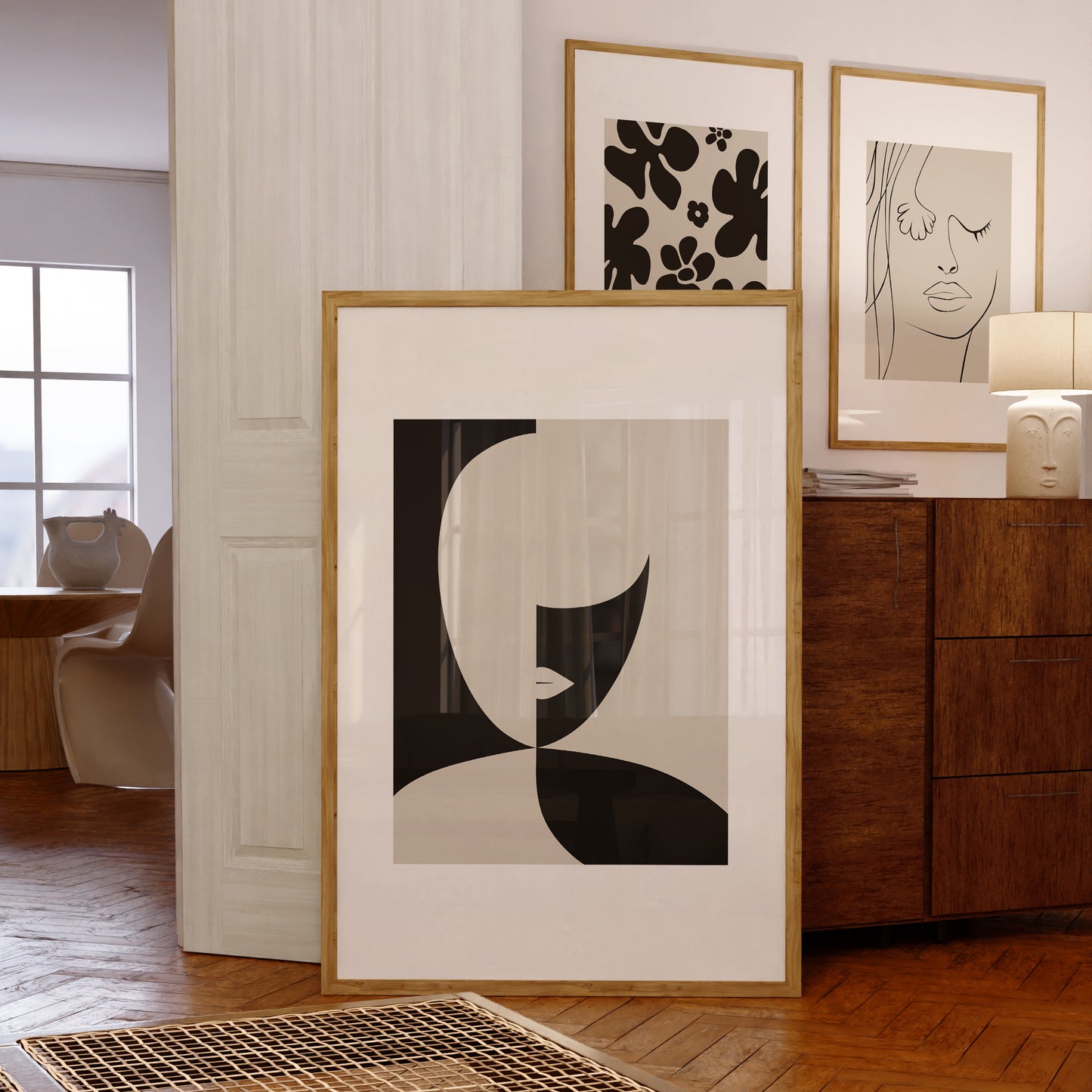 Abstract Face Print 3, Beige Prints, Neutral Wall Art, Matisse Print, Picasso Poster, William Morris Wall Art, Living Room Art