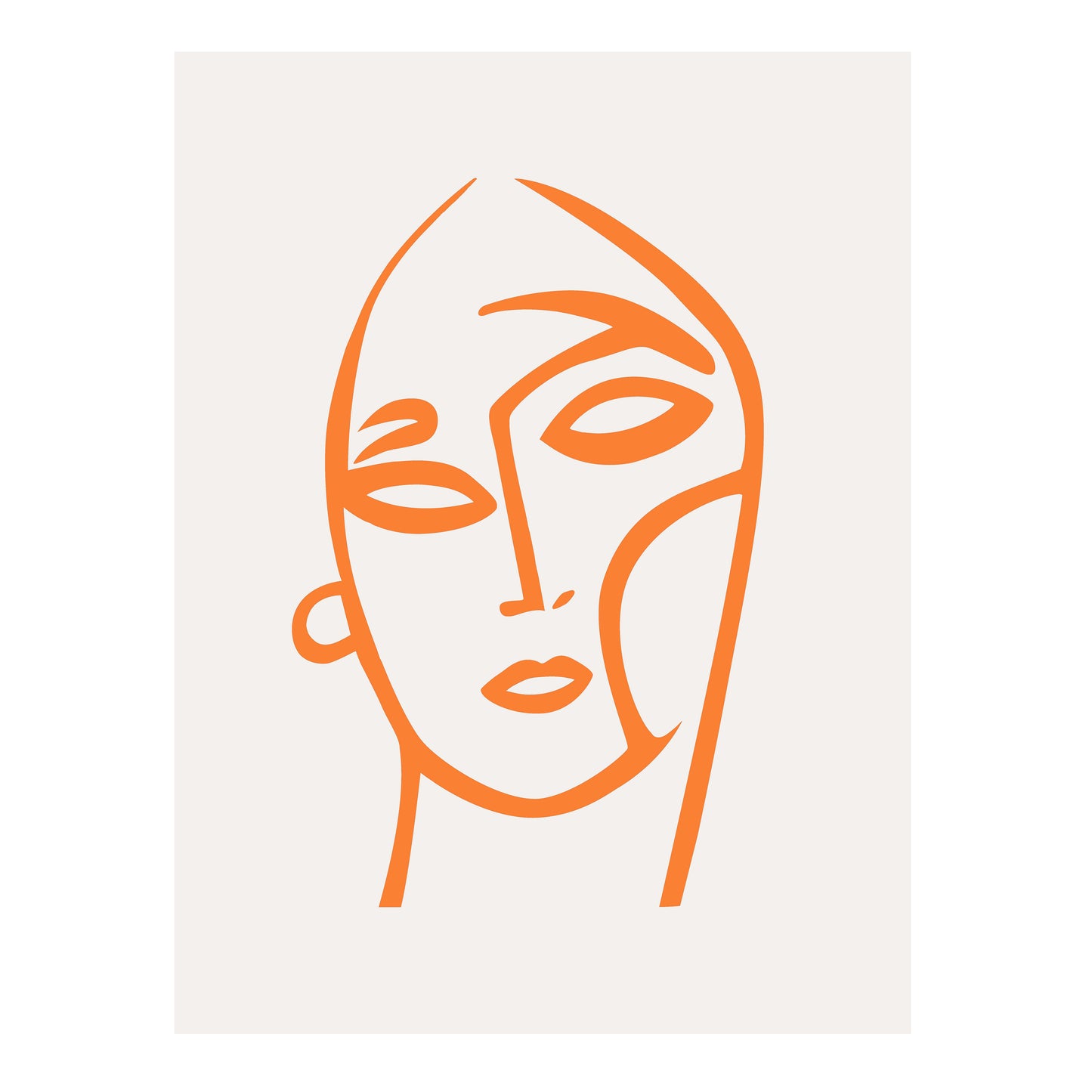 Abstract Orange Face Print 1, Orange Prints, Orange Wall Art, Matisse Print, Picasso Poster, William Morris Wall Art, Living Room Art