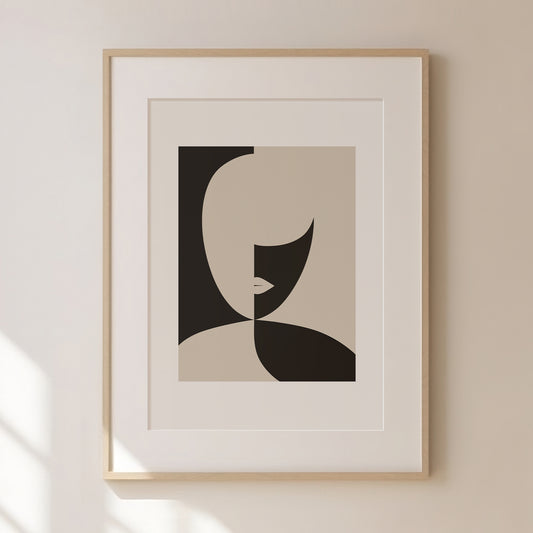 Abstract Face Print 3, Beige Prints, Neutral Wall Art, Matisse Print, Picasso Poster, William Morris Wall Art, Living Room Art