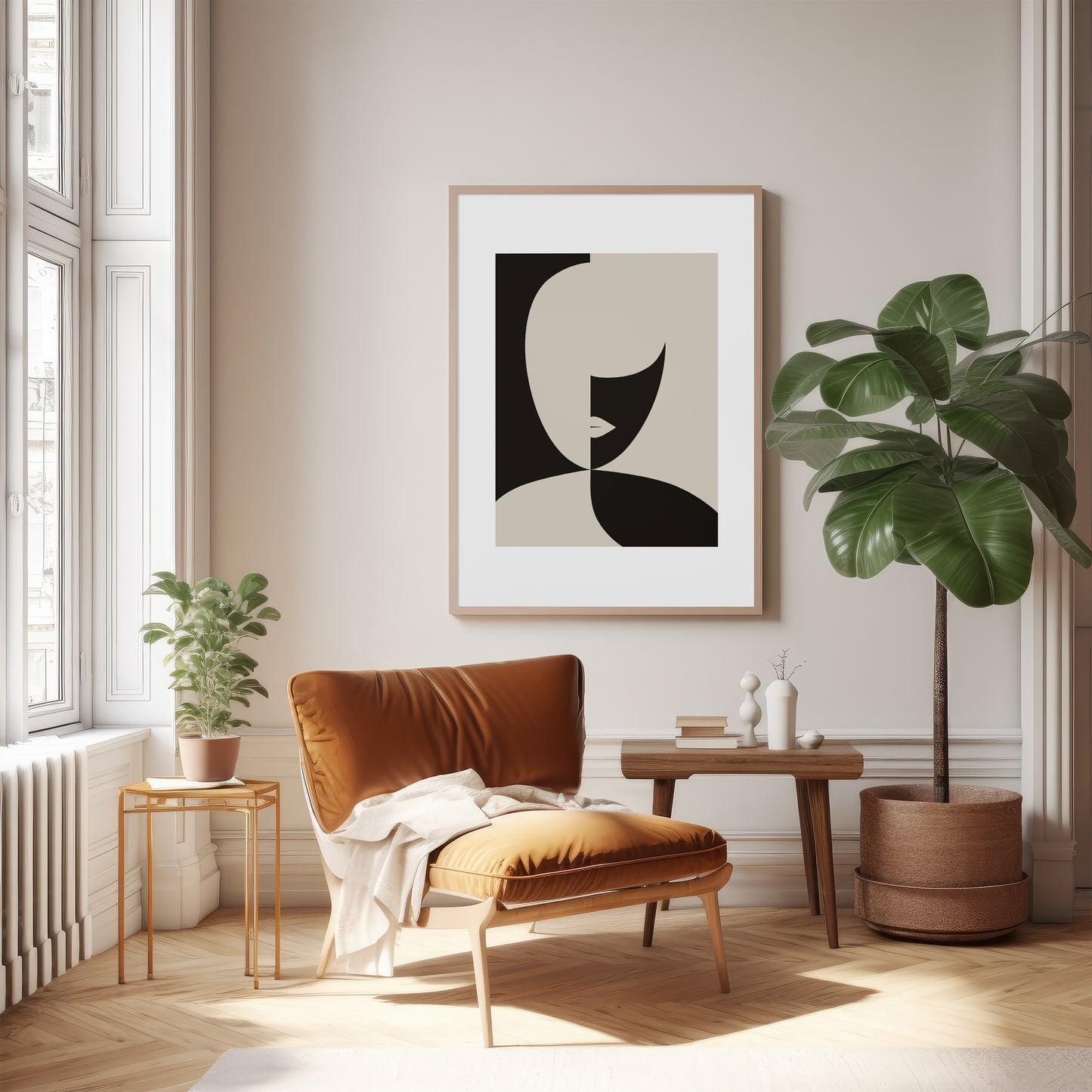 Abstract Face Print 3, Beige Prints, Neutral Wall Art, Matisse Print, Picasso Poster, William Morris Wall Art, Living Room Art