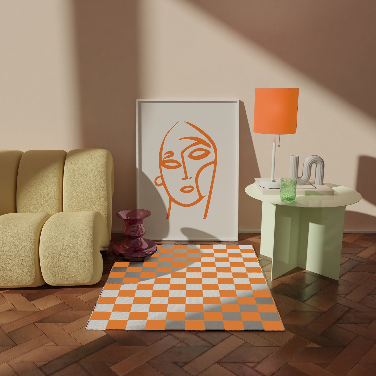 Abstract Orange Face Print 1, Orange Prints, Orange Wall Art, Matisse Print, Picasso Poster, William Morris Wall Art, Living Room Art