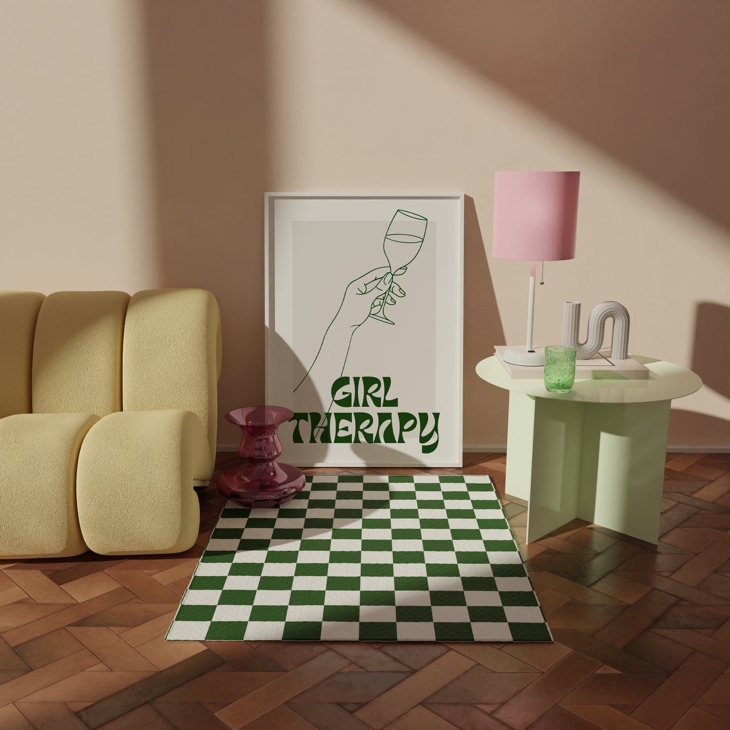 Girl Therapy Green Print | Green Prints | Green Wall Art | Matisse Print | Girl Dinner Print | Trendy Wall Art | Green Retro Cocktail Print