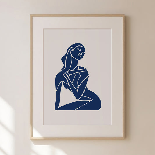 Abstract Blue Figure Print 1, Blue Prints, Blue Wall Art, Matisse Print, Picasso Poster, William Morris Wall Art, Living Room Art