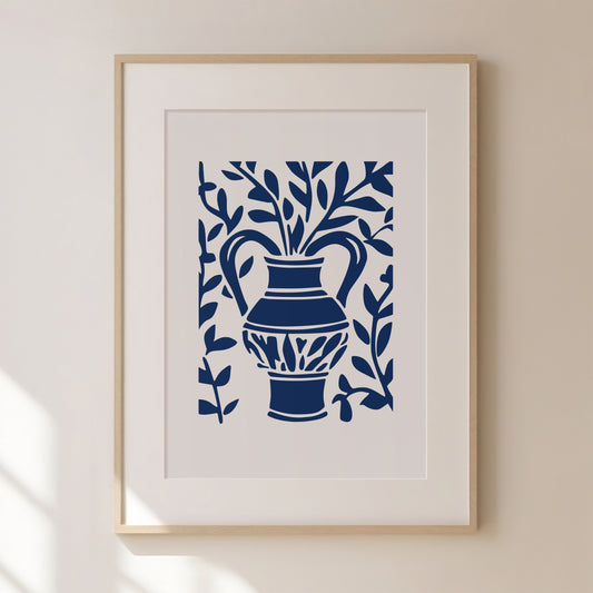 Abstract Blue Flower Print, Blue Prints, Blue Wall Art, Matisse Print, Picasso Poster, William Morris Wall Art, Living Room Art