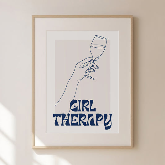 Girl Therapy Blue Print, Blue Prints, Blue Wall Art, Matisse Print, Girl Dinner Print Trendy Wall Art, Blue Retro Cocktail Print