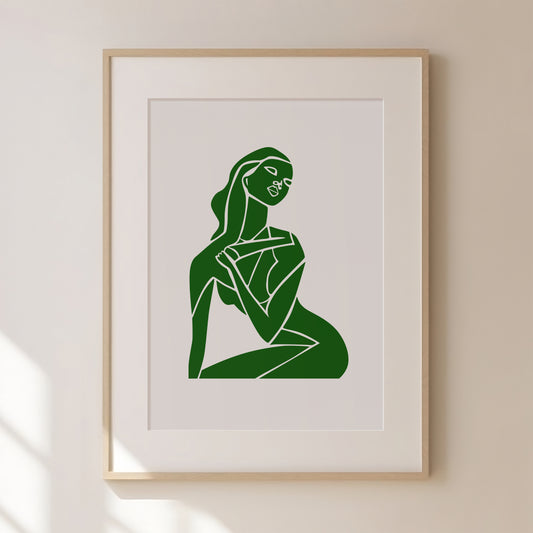 Abstract Green Figure Print 1,  Green Prints, Green Wall Art, Matisse Print, Picasso Poster, William Morris Wall Art, Living Room Art