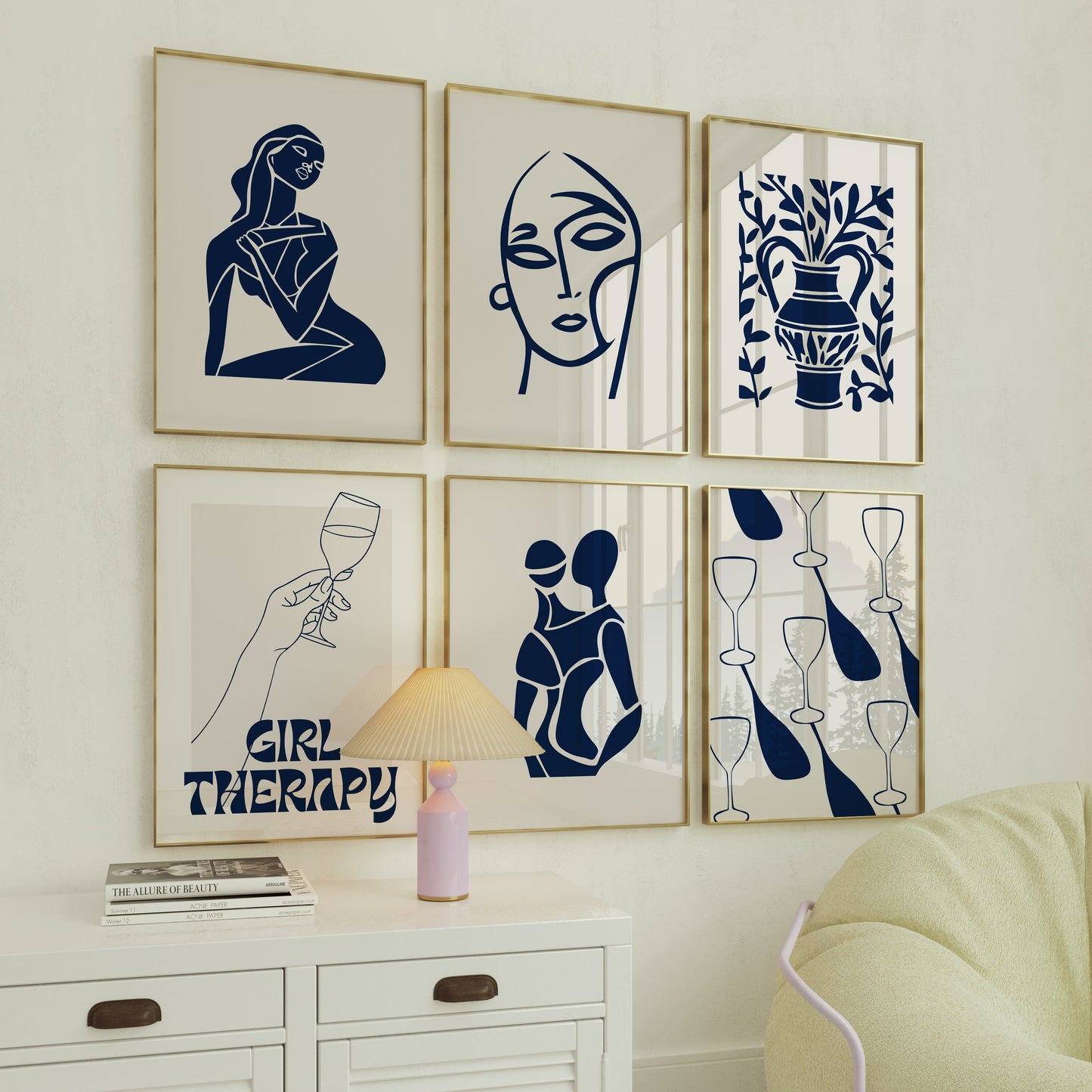 Liquid Therapy Blue Print, Blue Prints, Blue Wall Art, Matisse Print, Girl Dinner Print Trendy Wall Art, Blue Retro Cocktail Print