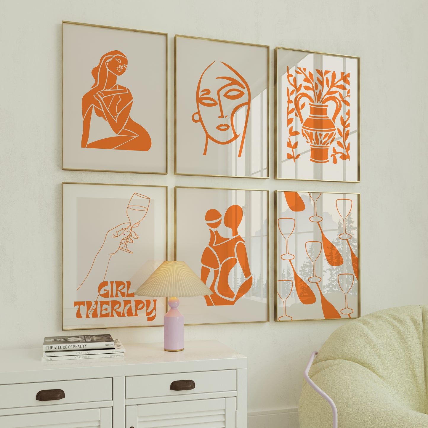 Liquid Therapy Orange Print, Orange Prints, Orange Wall Art, Matisse Print, Girl Dinner Print Trendy Wall Art, Orange Retro Cocktail Print