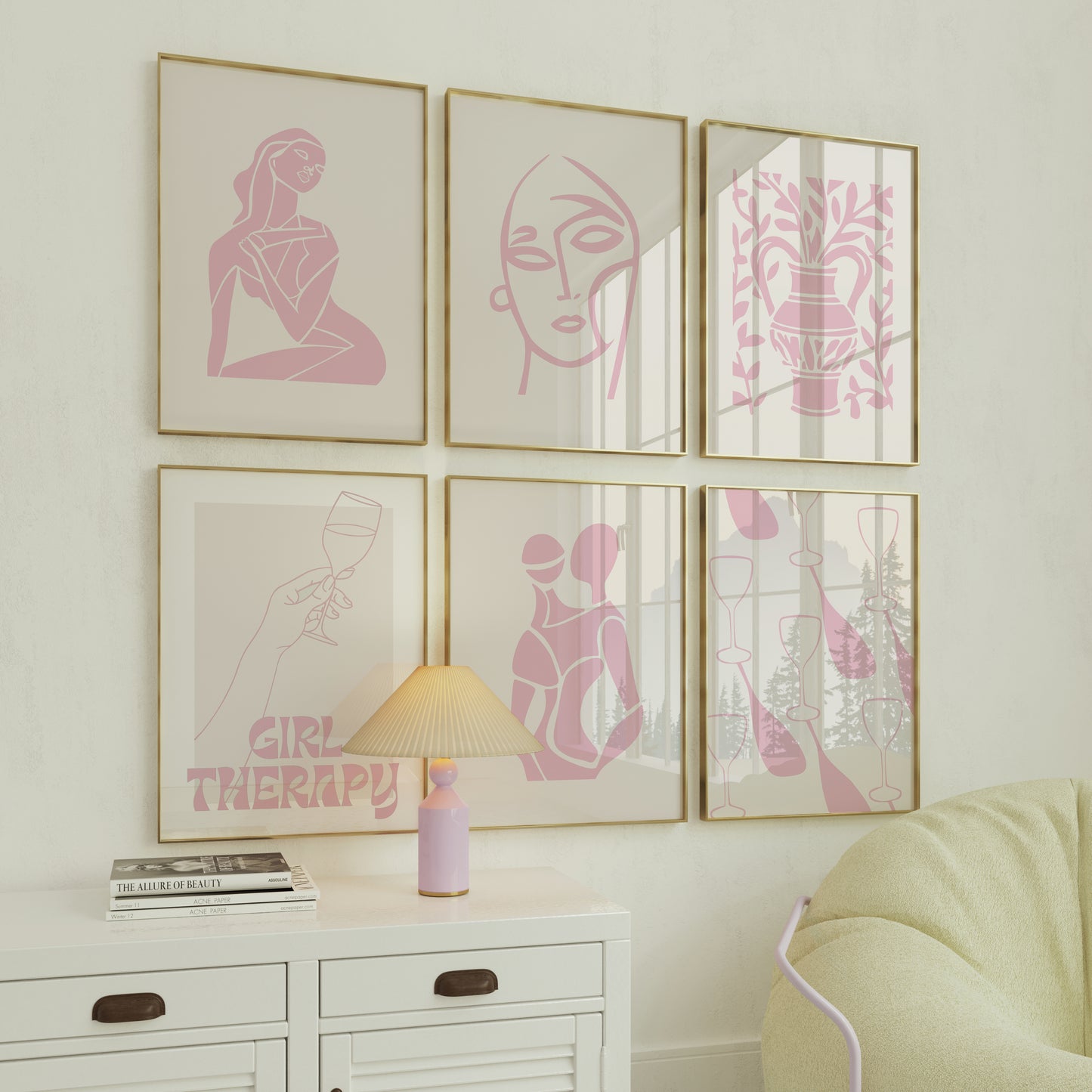 Abstract Pink Figure Print 2, Pink Prints, Pink Wall Art, Matisse Print, Girl Dinner Print Trendy Wall Art, Pink Retro Cocktail Print