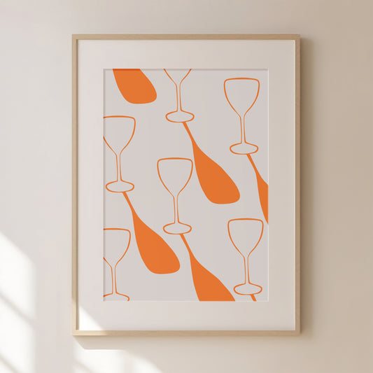 Liquid Therapy Orange Print, Orange Prints, Orange Wall Art, Matisse Print, Girl Dinner Print Trendy Wall Art, Orange Retro Cocktail Print