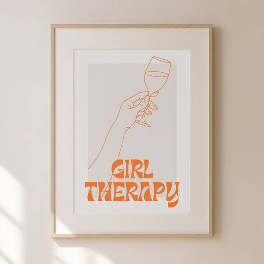 Girl Therapy Orange Print, Orange Prints, Orange Wall Art, Matisse Print, Girl Dinner Print Trendy Wall Art, Orange Retro Cocktail Print