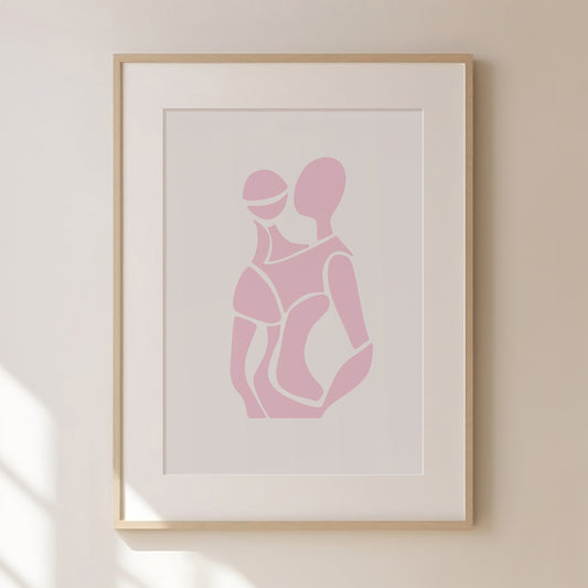 Abstract Pink Figure Print 2, Pink Prints, Pink Wall Art, Matisse Print, Girl Dinner Print Trendy Wall Art, Pink Retro Cocktail Print