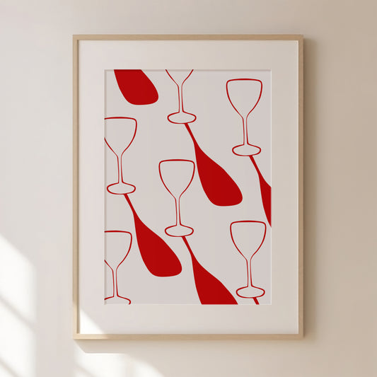 Liquid Therapy Red Print, Red Prints, Red Wall Art, Matisse Print, Girl Dinner Print Trendy Wall Art, Red Retro Cocktail Print