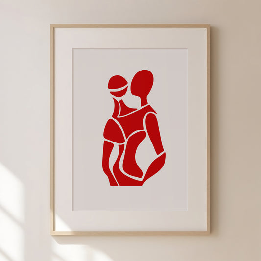 Abstract Red Figure Print 2, Red Prints, Red Wall Art, Matisse Print, Picasso Poster, William Morris Wall Art, Living Room Art